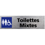 Plaque De Porte Toilettes Mixtes H/F/PMR 170X50