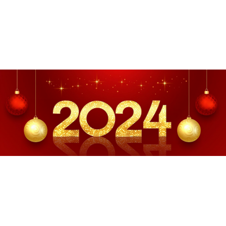 CARTE DE VOEUX 2024 OR SUR FOND BLEU IMPR RECT-VERSO X 100