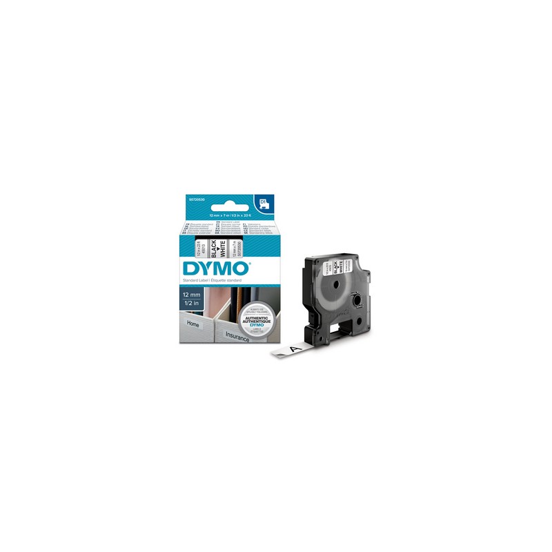 RUBAN CASSETTE DYMO D1 6MM NOIR/BLANC